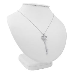 Diamond Key to Her Heart Pendant in .925 Sterling Silver