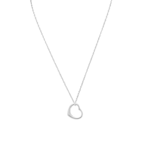 Amanda Rose Sterling Silver Floating Heart Pendant-Necklace on an 18 in. Chain