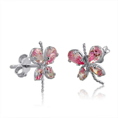 Pink Ice Butterfly Earrings set in Sterling Silver 1ct tgw.