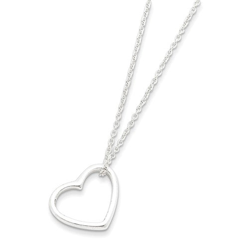 Amanda Rose Sterling Silver Floating Heart Pendant-Necklace on a 16 in. Adjustable Chain
