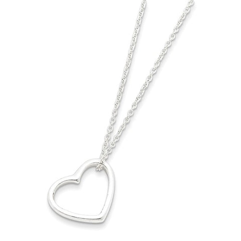 Amanda Rose Sterling Silver Floating Heart Pendant-Necklace on a 16 in. Adjustable Chain