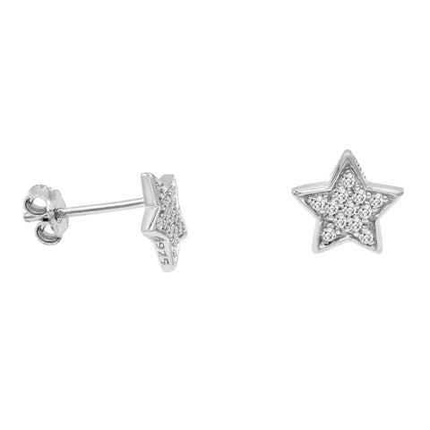 Amanda Rose Sterling Silver CZ Star Earrings