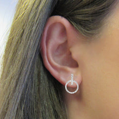 Amanda Rose Bar Circle Stud Earrings in 14k Gold