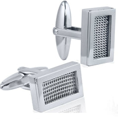 Mens Classic Mesh Patterned Stainless Steel Cufflinks