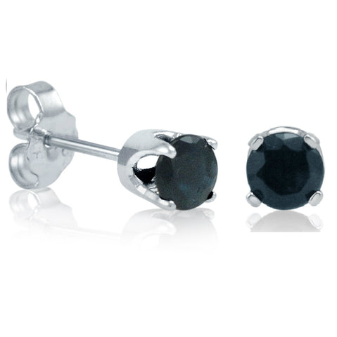 4mm Round Sapphire Stud Earrings set in .925 Sterling Silver ( 2/3ct total weight)