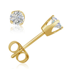 AGS Certified 1/3ct TW Round Diamond Stud Earrings in 14K Yellow Gold