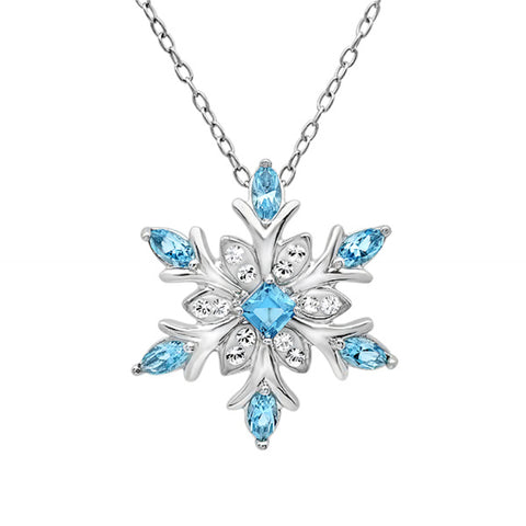 Sterling Silver Snowflake Pendant-Necklace made with SWAROVSKI CRYSTALS on an 18 inch Sterling Silver Chain