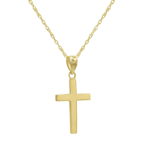 14k Yellow Gold Cross Pendant Necklace on an 18 in. chain