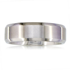 7mm Beveled Edge Mens Comfort Fit Titanium Plain Wedding Band ( Available Ring Sizes 7-12 1/2)