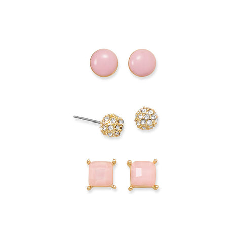 Amanda Rose Trendy Pink Fashion Earrings (Set of 3)